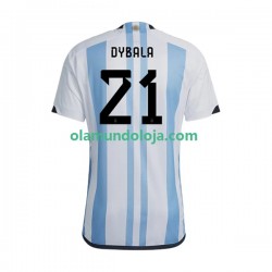 Camisola Argentina Dybala 21 Homem Equipamento Primeiro Copa do Mundo 2022 Manga Curta